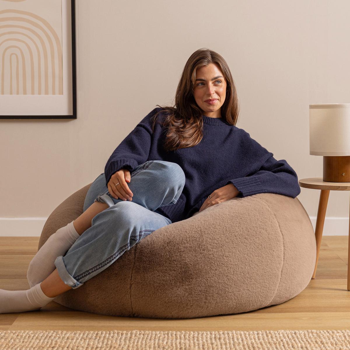 SITZSACK Kingston Kaninchenkunstfell - Mokka, Textil (85/50/85cm) - icon