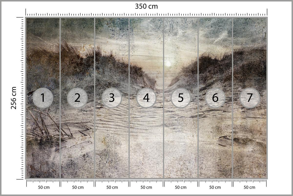 FOTOTAPETE Abstrakter Strand Beton Abstraktion 350x256 - Beige/Braun, Papier (350/256cm) - Muralo