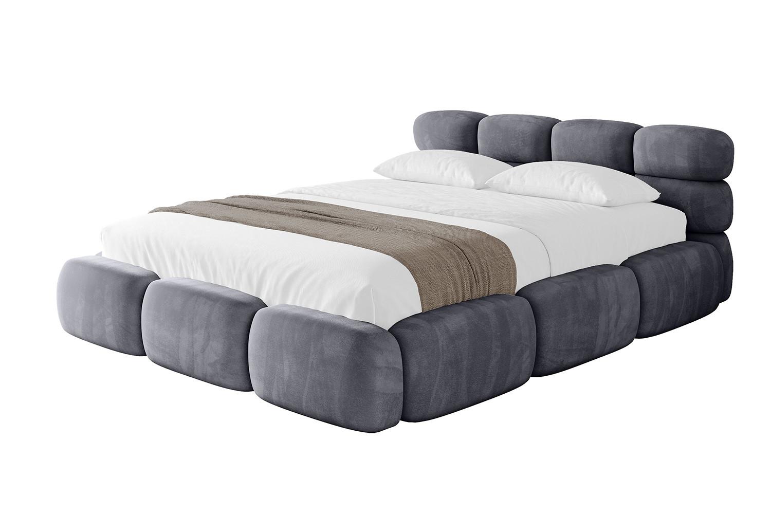 POLSTERBETT mit Bettkasten und Lattenrost, Boxbett ohne Matratze - NOMA 140x200 Dunkelgrau - Dunkelgrau, Holzwerkstoff/Textil (140/200cm) - ALTDECOR