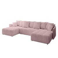 WOHNLANDSCHAFT LONLI-U 355x189x68 Rosa Cord - Rosa, Holzwerkstoff/Kunststoff (355/68/189cm) - ALTDECOR