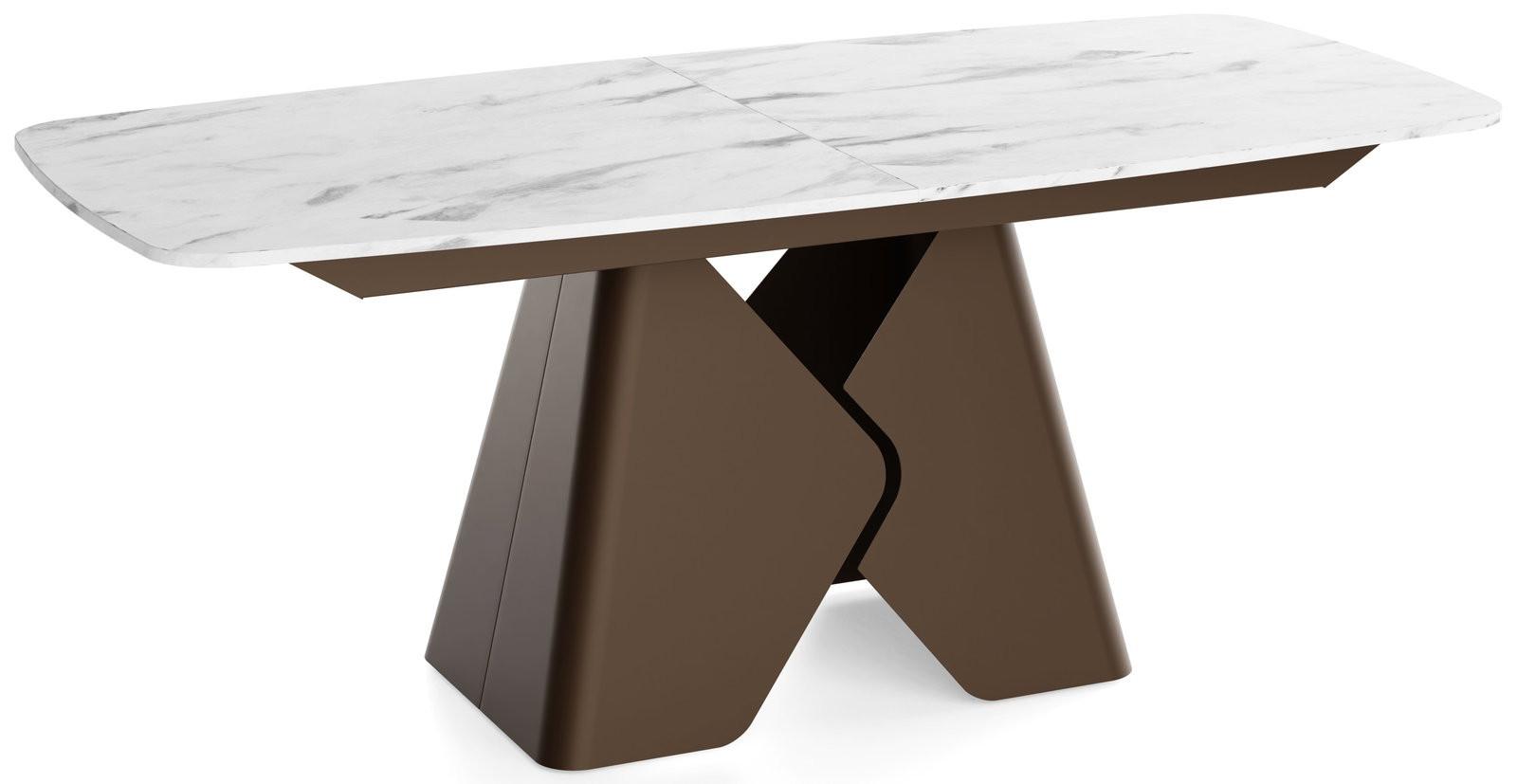 ESSTISCH Vanta rechteckig ausziehbar verlängerbar mit Braunem Metallgestell, Marmor Weiß 180-270/90/76 cm - Ecru/Braun, Holzwerkstoff/Metall (90/270/76cm) - WFL GROUP