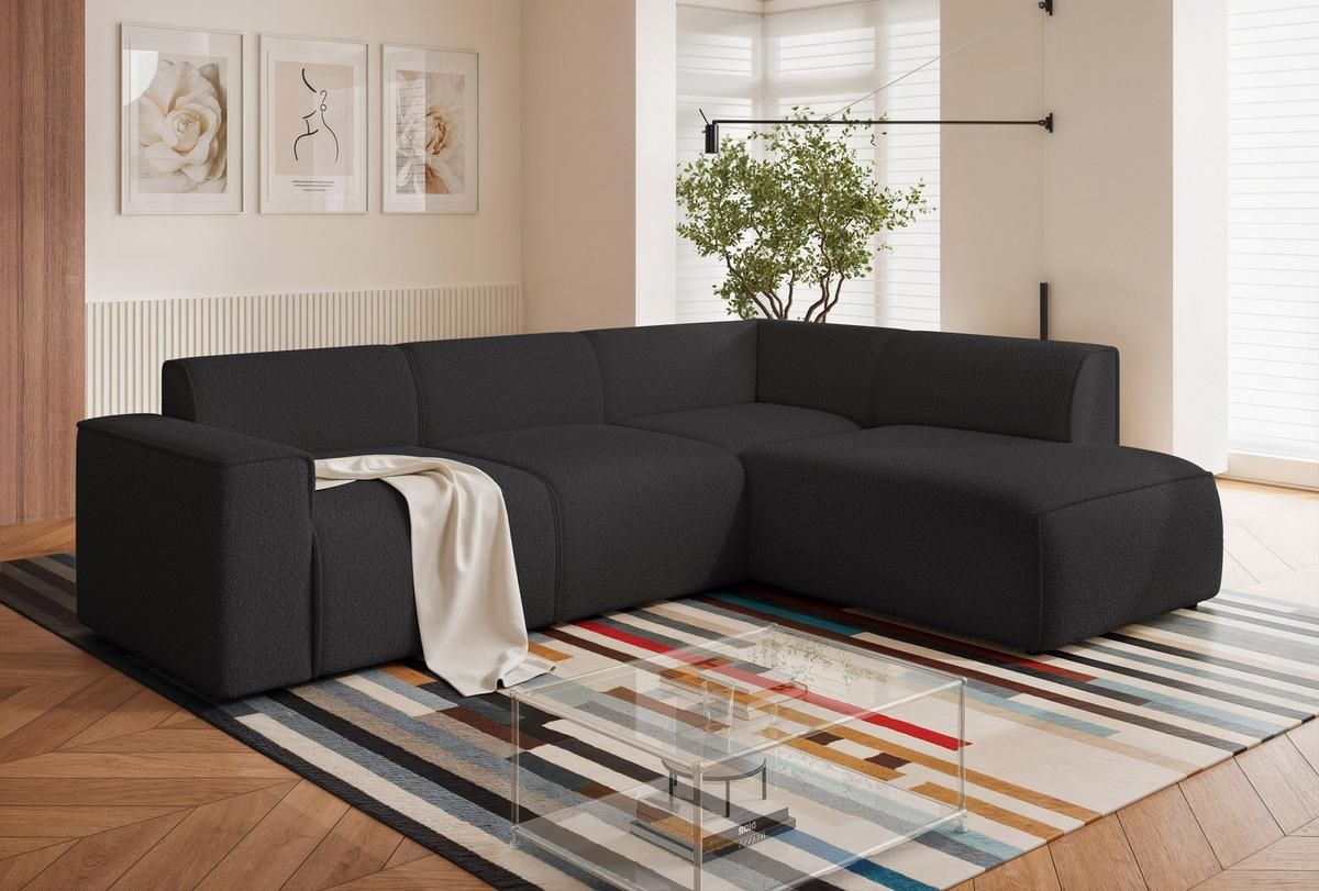 ECKSOFA ZAVO Rechts Feiner Mischstoff in Anthrazit - Anthrazit, Kunststoff/Textil (310/218cm) - Idohome