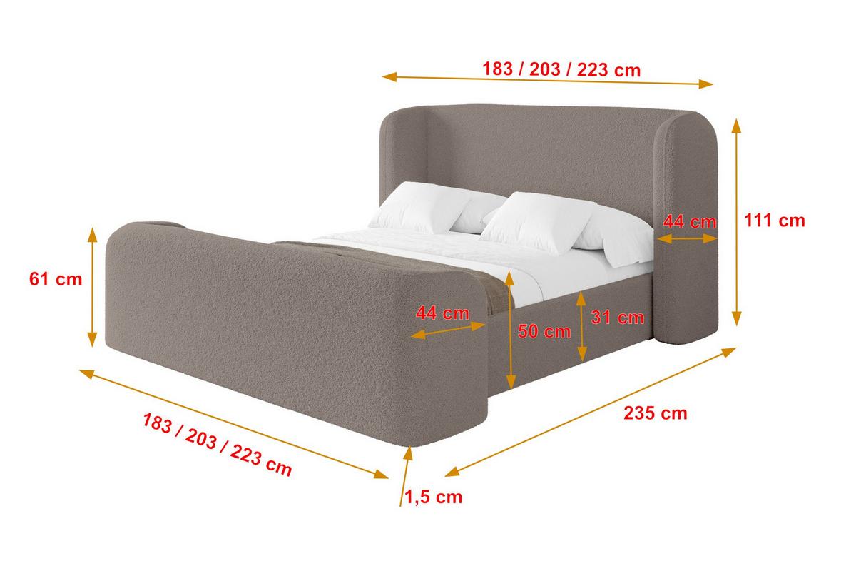 POLSTERBETT mit Bettkasten, Fußteil und Lattenrost, Bett mit Matratze H3/H4 - ESTI-Z 140x200 Braun - Braun, Holzwerkstoff/Textil (140/200cm) - ALTDECOR