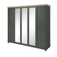 DREHTÜRENSCHRANK EVOLETTA 246/216/62 cm 5-türig mit Spiegel Grün - Grün, Holzwerkstoff (246/216/62cm) - MASSENO
