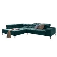 ECKSOFA MIT MOTORISCHEM SITZVORZUG NELSON Smaragdgrün Velvet Relaxfunktion - Smaragdgrün/Silberfarben, Textil (321/216cm) - KAWOLA