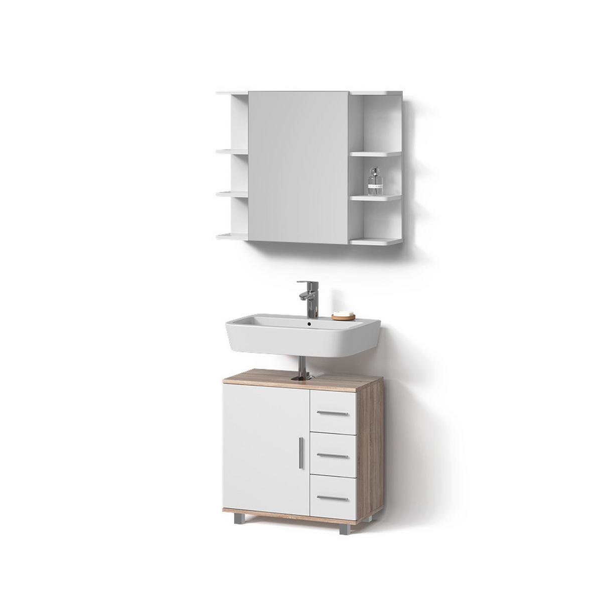 BADMÖBEL-SET Eisak Sonoma 2 Teile - Sonoma Eiche, Holzwerkstoff (60/60/33cm) - Livinity®