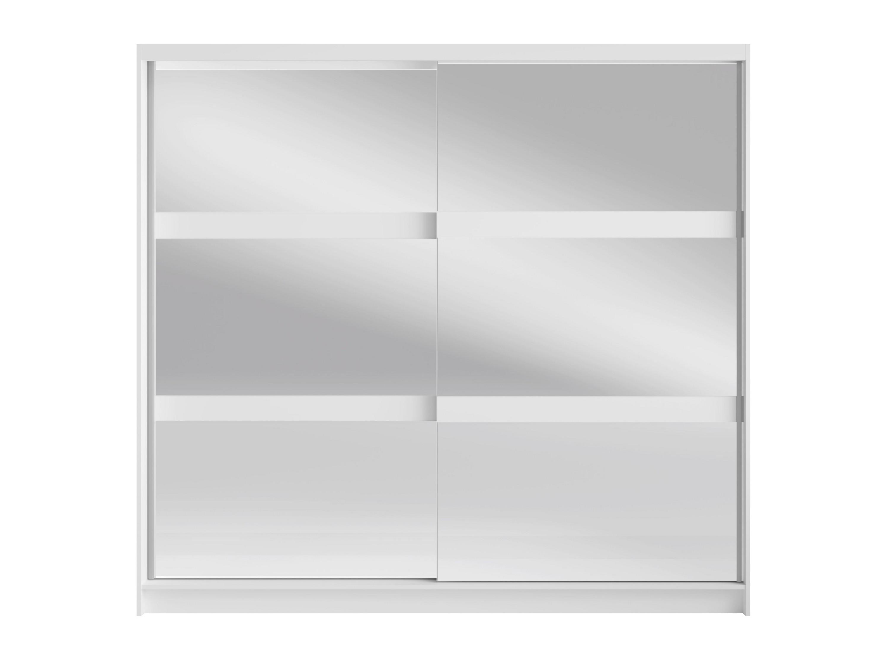 SCHWEBETÜRENSCHRANK SILVA 230/215/62cm 2-türig mit Spiegel Weiß - Weiß, Holzwerkstoff (230/215/62cm) - MASSENO