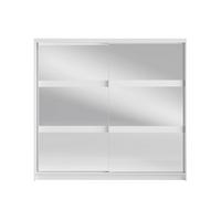 SCHWEBETÜRENSCHRANK SILVA 230/215/62cm 2-türig mit Spiegel Weiß - Weiß, Holzwerkstoff (230/215/62cm) - MASSENO