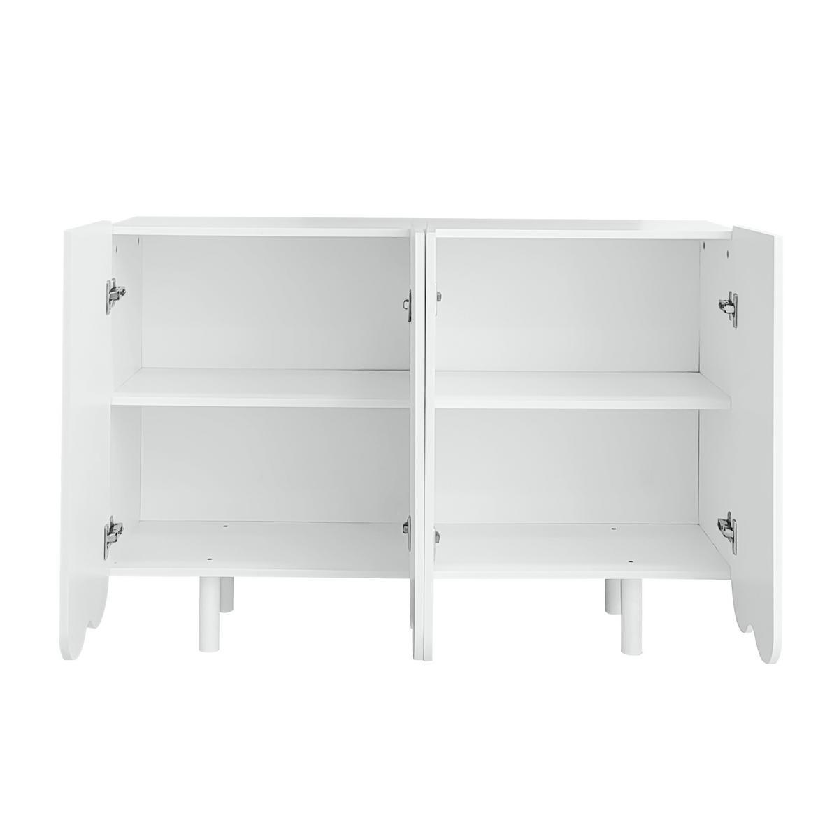 SIDEBOARD mit Metallfüßen und Rillen-Design - Weiß, Holzwerkstoff/Metall (120/80/38cm) - Urban Meuble