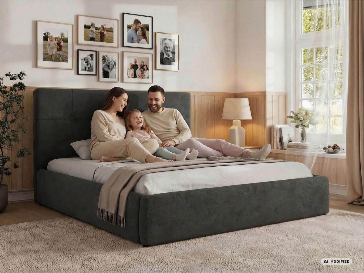 POLSTERBETT CALERIO CLASSIC 180/200 - Braun Kunstleder - Matratze Foam - Schwarz/Braun, Kunststoff/Textil (180/200cm) - MKS