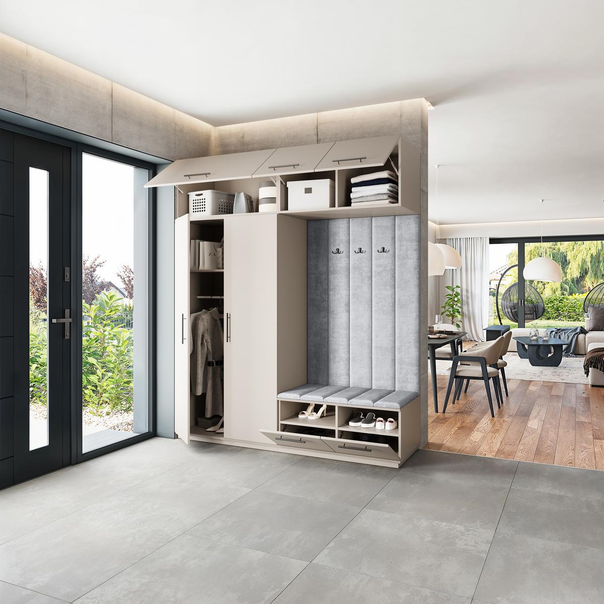 GARDEROBENSCHRANK REMA 200/240/60 cm Modern Kaschmir - Kaschmir/Hellgrau, Holzwerkstoff (200/240/60cm) - MASSENO