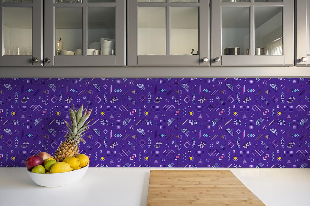 SELBSTKLEBENDE Wandfliesen 9 Stück 30x30 cm - Geometrisches Muster - Violett, Textil (30/1.6/30cm) - TULUP