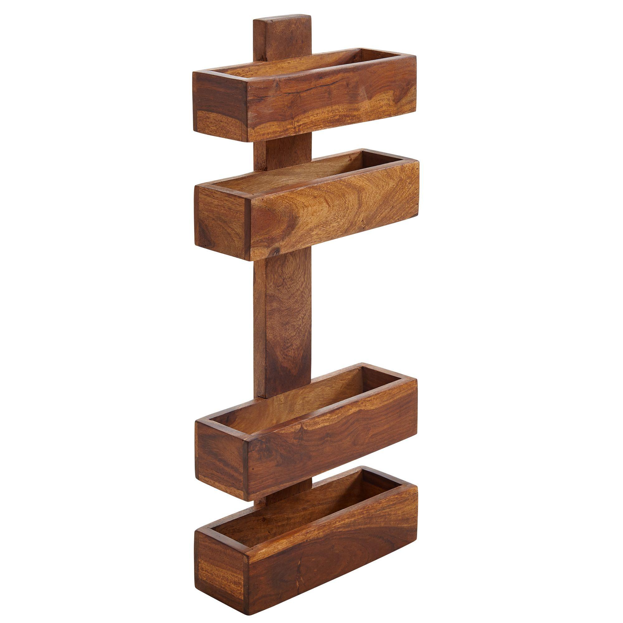 ZEITUNGSSTÄNDER MUMBAI Massivholz mit 2 Fächern Landhausstil, Dunkelbraun 30x10x72 cm - Braun, Holz (30/72/10cm) - KADIMA DESIGN