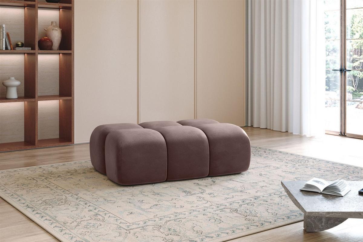 POLSTERHOCKER Darcy - Braun, Holzwerkstoff/Textil (128/44/85cm) - Fun Möbel