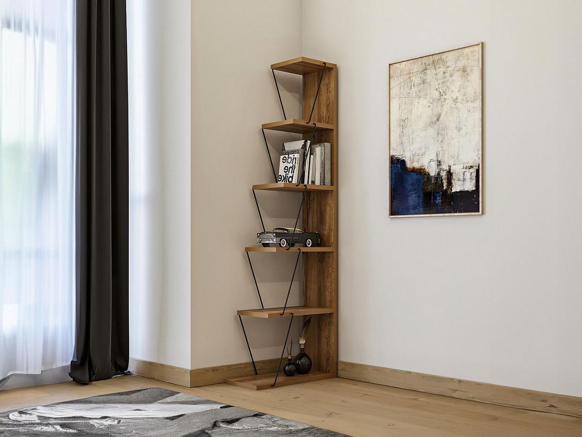 BÜCHERREGAL mit 5 Regalböden - Holzfarben & Schwarz - DELORY - Schwarz, Holz (50/150/22cm) - Vente-Unique