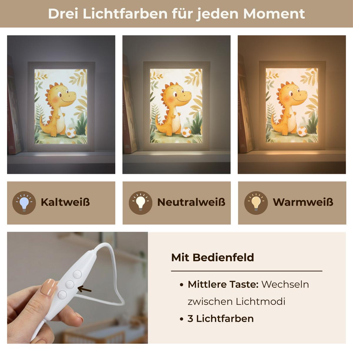 NACHTTISCHLAMPE Dino - Fußball - Orange 15x20 cm - Beige, Holzwerkstoff (8/15/20cm) - OnlyWow