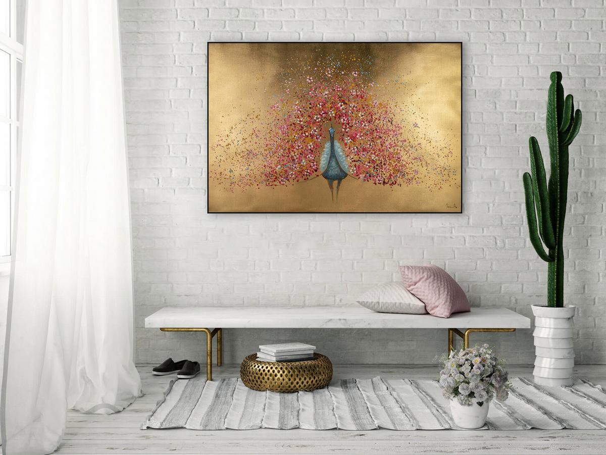 ÖLGEMÄLDE 120/80 cm - Pink/Goldfarben, Holz/Textil (120/80cm) - KUNSTLOFT