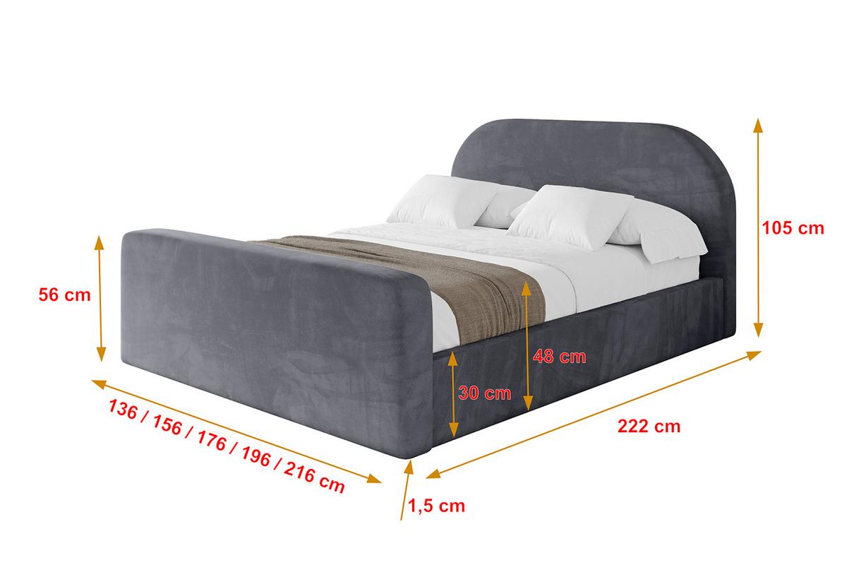 POLSTERBETT mit Bettkasten, Fußteil und Lattenrost, Boxbett ohne Matratze - TIVON-Z 180x200 Dunkelgrau - Dunkelgrau, Holzwerkstoff/Textil (180/200cm) - ALTDECOR