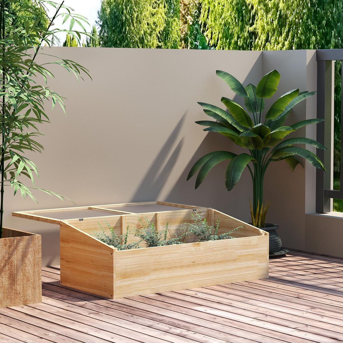 GEWÄCHSHAUS, Natur, Tanne, PC-Platte - Naturfarben, Holzwerkstoff (50/35/100cm) - Outsunny