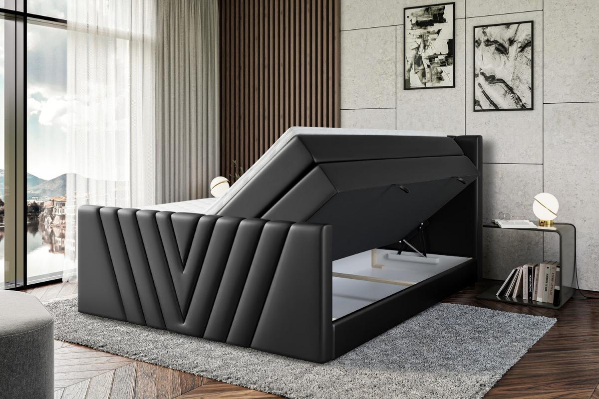 BOXSPRINGBETT ERNINA-Z KING - 140x200 - H3/H4 - Schwarz Hochglanz - Schwarz Hochglanz, Holzwerkstoff (140/200cm) - ALTDECOR