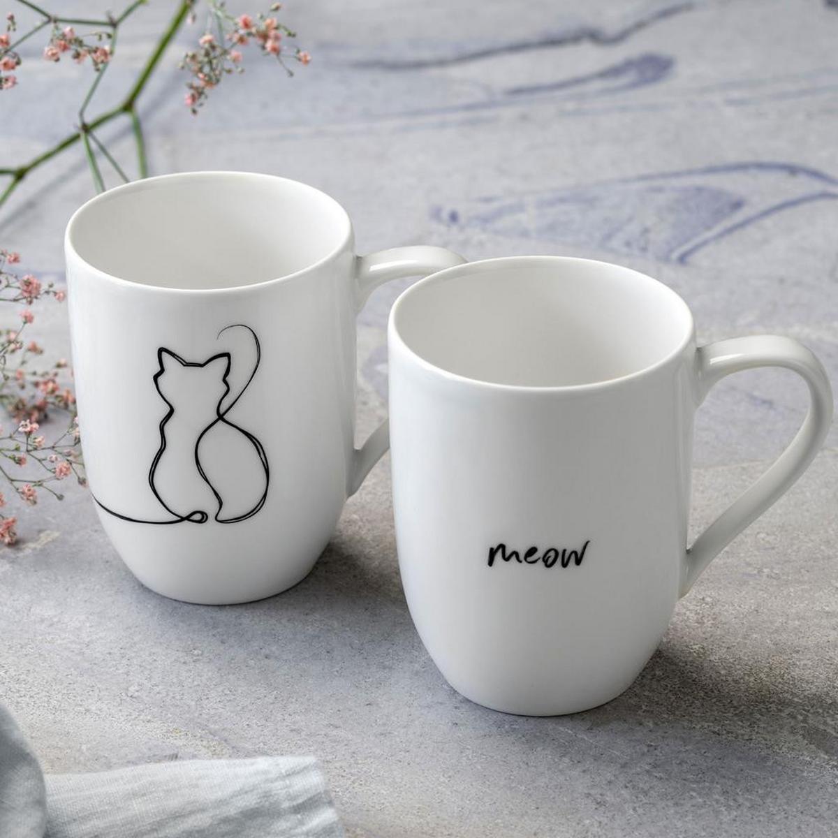 KAFFEEBECHER CAT Statement weiß 280 ml 2er Set - Weiß, Keramik (0.28L) - Villeroy & Boch