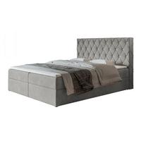 BOXBETT BOSTON mit 2 Bettkästen, 180x200, Farbe: Grau, Velourstoff, Doppelbett mit Bonell-Matratze - Grau, Holz/Kunststoff (180/200cm) - Alpi-Möbel