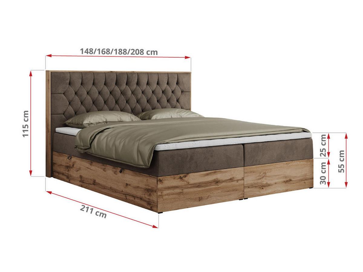 BOXBETT AMORE 200/200 Braun Velvet - H3 - Braun, Holz/Textil (200/200cm) - MKS