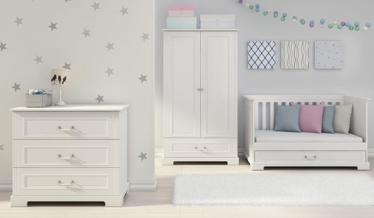 KINDERKLEIDERSCHRANK Ines, 2-türig - Weiß, Holzwerkstoff (102/193/51cm) - RAUMHIRSCH FURNITURE