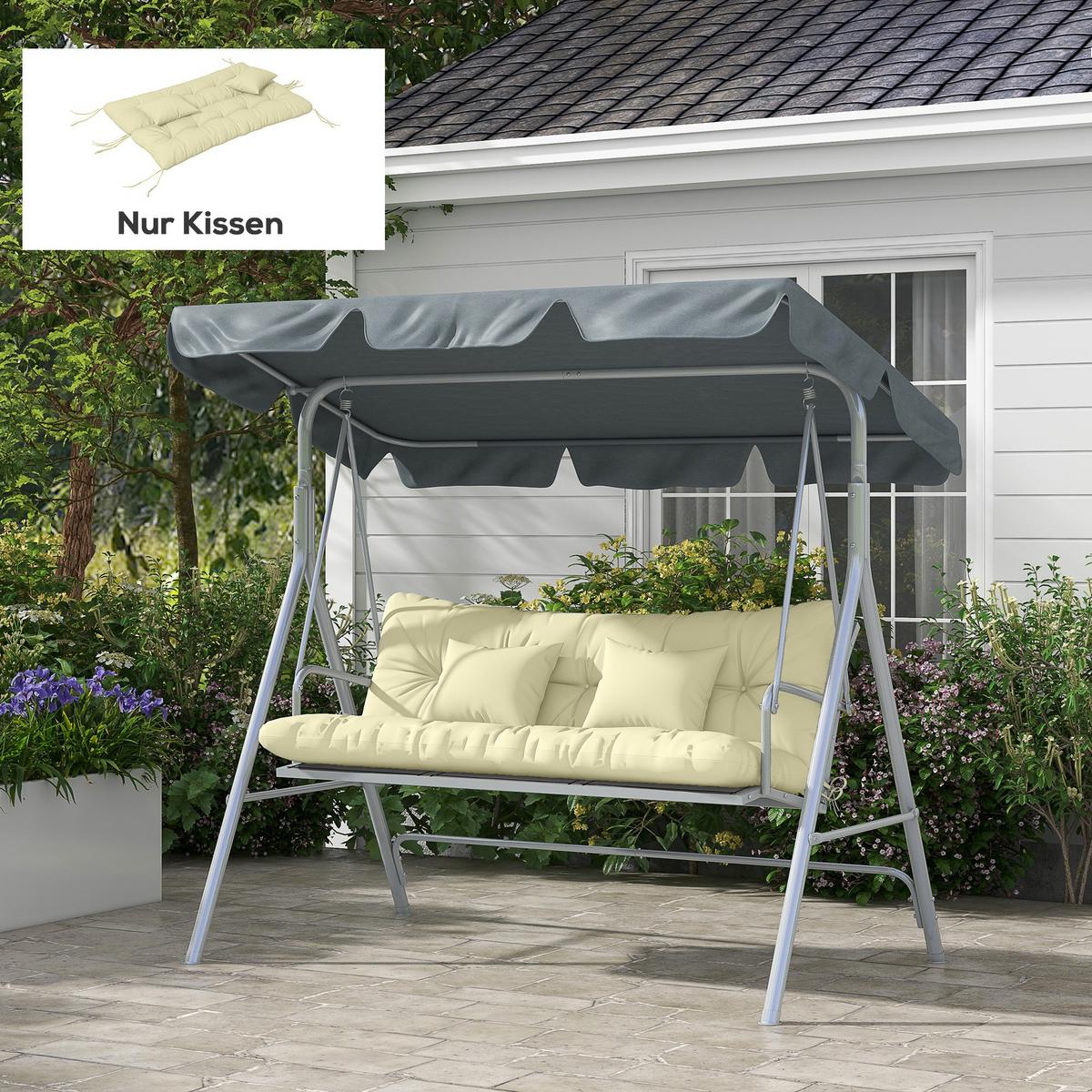SITZKISSEN 4er Set Polyester PP-Baumwolle Cremeweiß - Creme, Textil (50/12/150cm) - Outsunny
