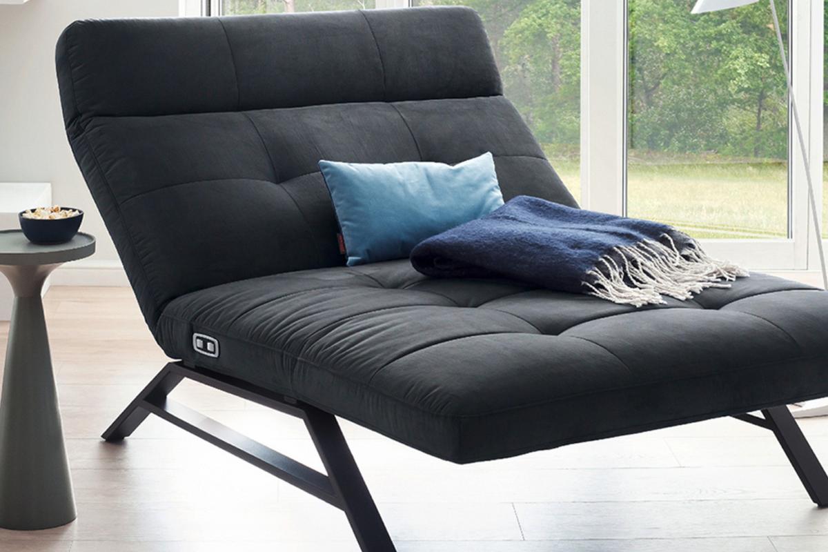 LIEGE MIT MOTORISCHER RELAXFUNKTION AMERIVA Schwarz Velvet Relaxfunktion - Schwarz, Textil (120/110/158cm) - KAWOLA