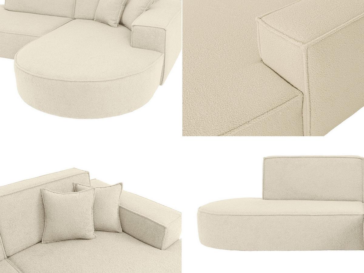 ECKSOFA Hana L-Form 3-Sitzer Ecke Rechts, Boucle, Beige 241/73/168 cm - Beige/Schwarz, Textil/Metall (168/241cm) - WFL GROUP
