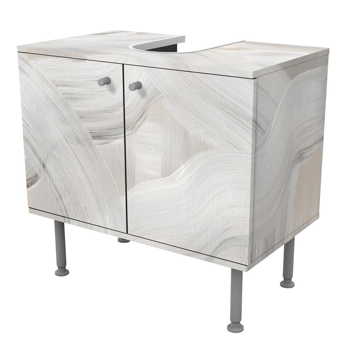 WASCHBECKENUNTERSCHRANK Weiße wandernde Wellen 60/55/35 cm - Weiß, Holzwerkstoff (60/55/35cm) - Bilderwelten