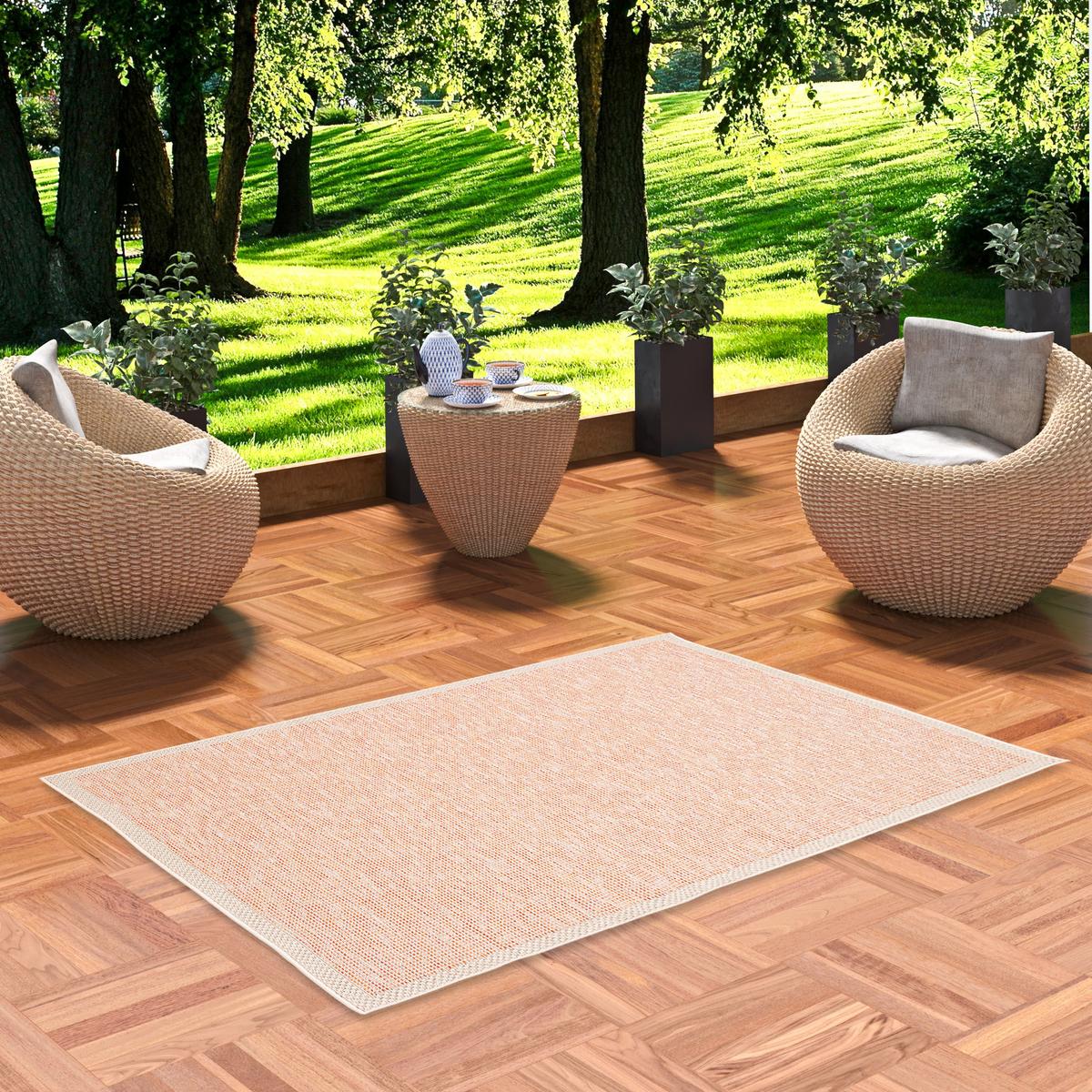 IN & OUTDOOR TEPPICH FLACHGEWEBE OTTAWA BORDÜRE - Terracotta, Textil (80/150cm) - Pergamon