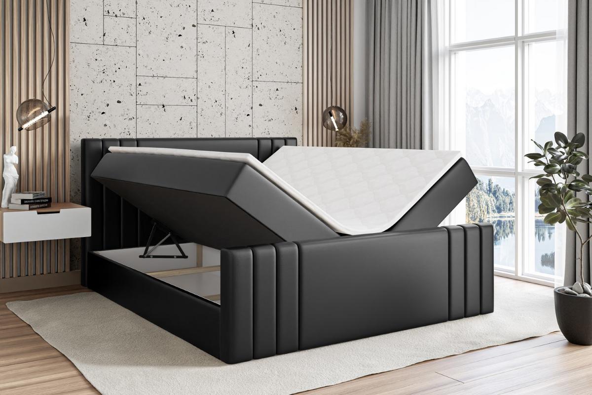 BOXBETT CELESTIA-Z - 140x200 cm - H3 - Schwarz Hochglanz - Schwarz Hochglanz, Holzwerkstoff (140/200cm) - ALTDECOR
