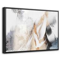 LEINWAND Bilder mit Rahmen - Luxus - Abstrakt - Gold - Weiß - 60x40 - Goldfarben, Textil (60/40cm) - MuchoWow