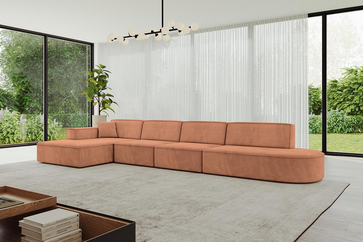 ECKSOFA Ottomane Links IREA-L3-v4 - 413x171x79 cm Koralle - Koralle, Holzwerkstoff/Textil (413/171cm) - ALTDECOR