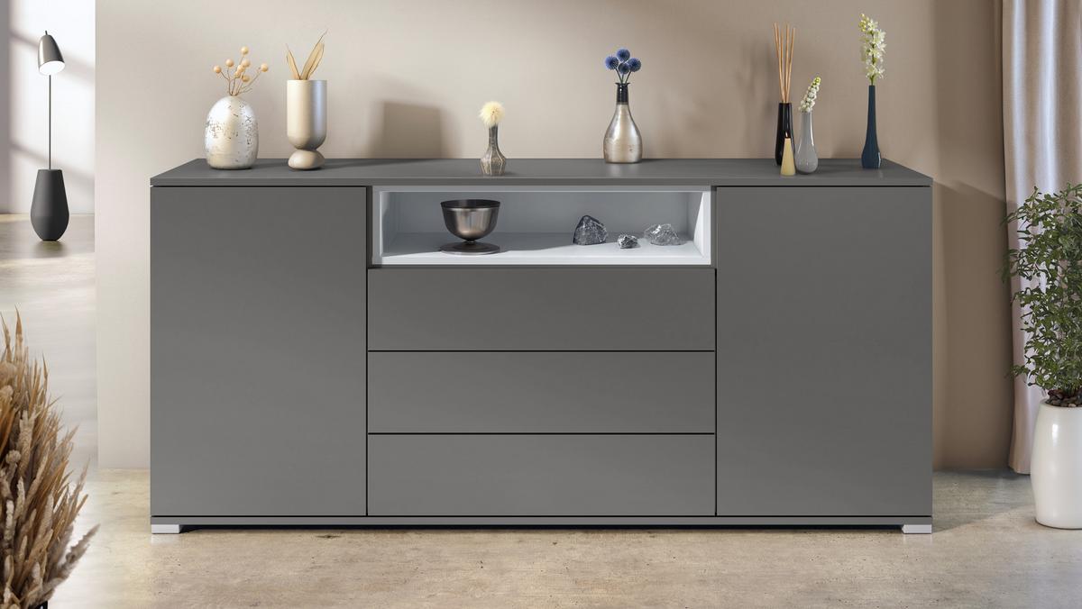 SIDEBOARD Skadu Weiß matt - Weiß, Holzwerkstoff (166.5/75.5/35cm) - Vladon