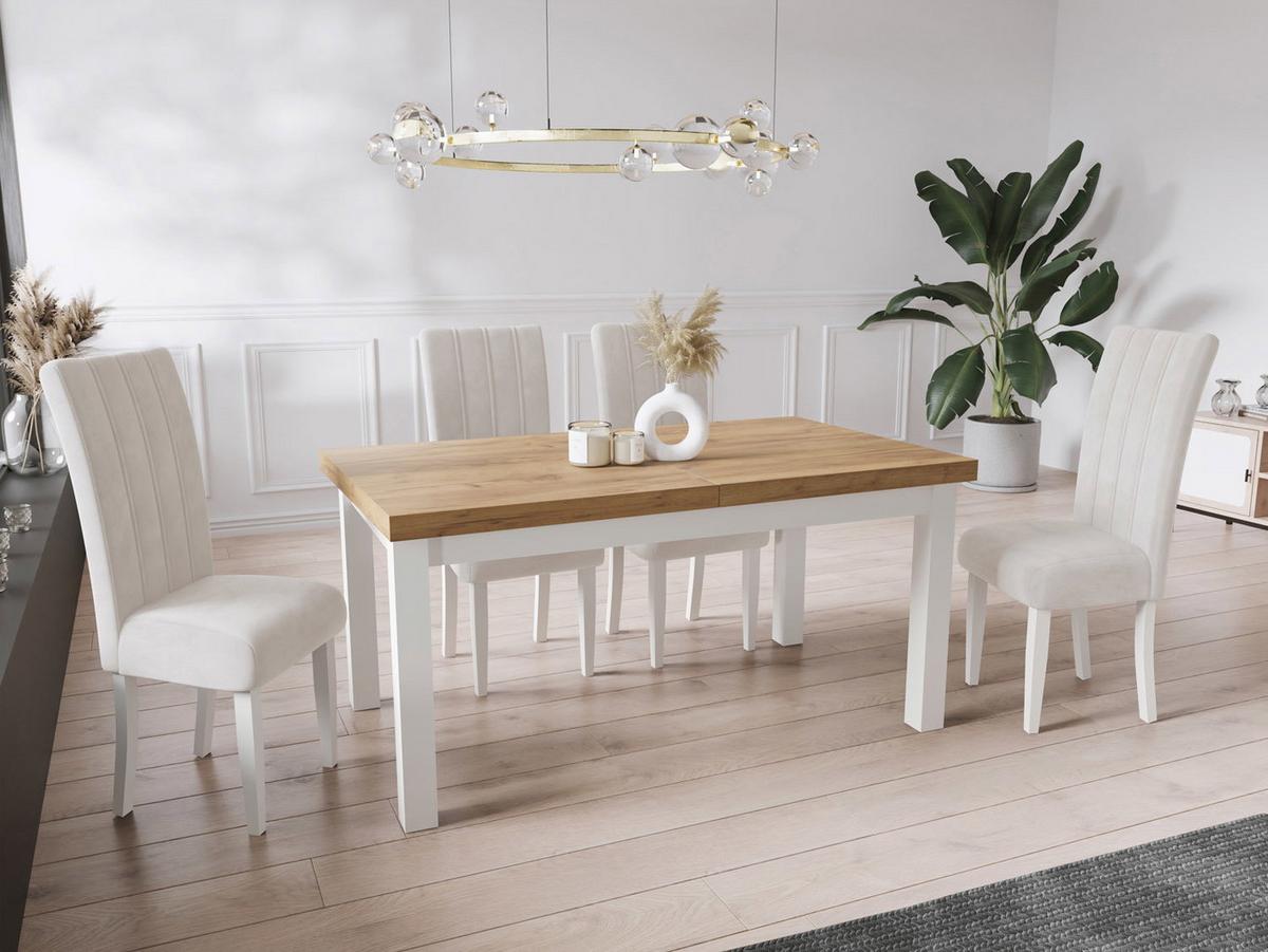 ESSTISCH Avena rechteckig ausziehbar, Wotan Eiche 120/80/78 - Eiche Wotan/Weiß, Holz/Holzwerkstoff (80/160/78cm) - WFL GROUP