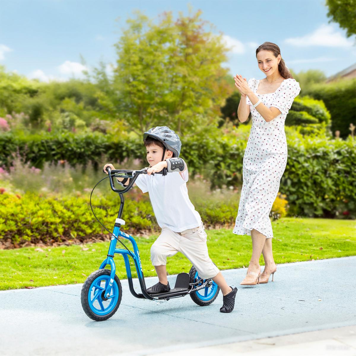 ROLLER Kinder Tretroller Kickscooter mit verstellbarem Lenker 12 Zoll Räder Blau - Blau, Kunststoff (115/50/88cm) - AIYAPLAY