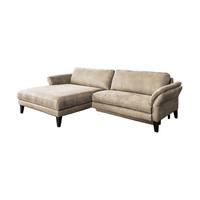 ECKSOFA MALTA Beige Webstoff - Beige/Schwarz, Buchenholz/Textil (302/175cm) - KAWOLA