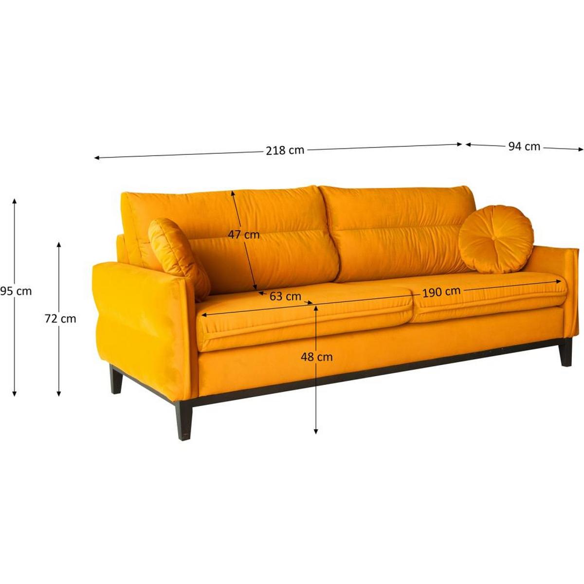SOFA 2-SITZER Belweder Velours gelb - Wengefarben/Gelb, Holz/Textil (218/95/94cm) - Beautysofa