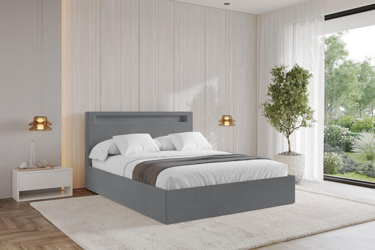 POLSTERBETT mit Bettkasten und Lattenrost, Bett mit Matratze H3/H4 - GOLA 160x200 Dunkelgrau - Anthrazit, Holzwerkstoff/Textil (160/200cm) - ALTDECOR
