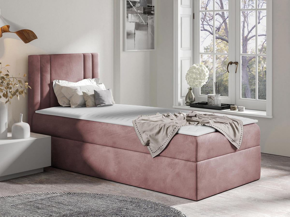 BOXBETT Carmen Mini, Seite zum Öffnen des Bettkastens: Links - H3 - Violett, Holz (90/200cm) - MIRJAN24