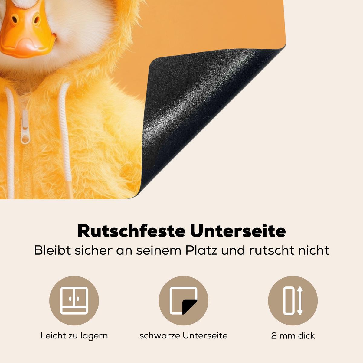 HERDABDECKPLATTE Osterhase - Kostüm - Ente Herdabdeckung Induktionsfeld 60x52 cm - Gelb, Kunststoff (60/52/0.2cm) - MuchoWow