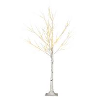 120 cm Kunstbirke Kunstbaum mit LED-Beleuchtung für Weihnachten Ostern Warmweiß - Weiß, Kunststoff (17/17/120cm) - HOMCOM