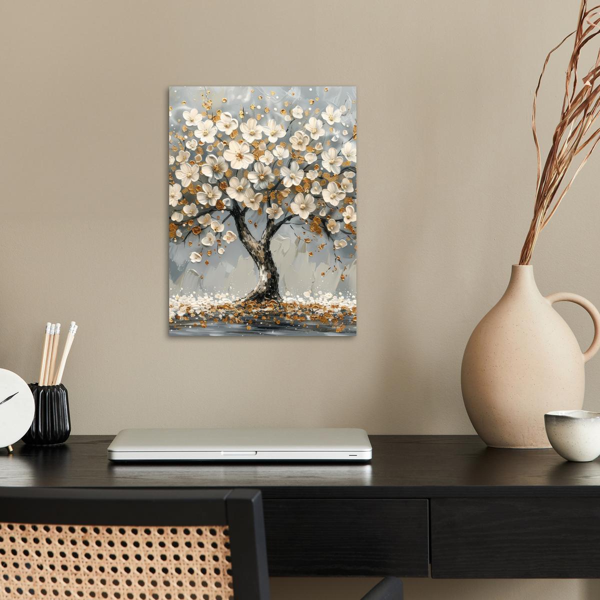 POSTER Baum - Blumen - Weiß - Natur - Kunst Wandbilder 30x40 cm - Weiß, Papier (30/40/0.1cm) - MuchoWow