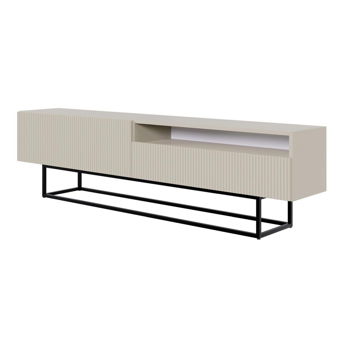 TV-SCHRANK Veldio Graubeige mit offenem Fach und schwarzen Beinen 175 cm - Taupe/Greige, Holzwerkstoff/Metall (175/46.5/31.6cm) - Selsey