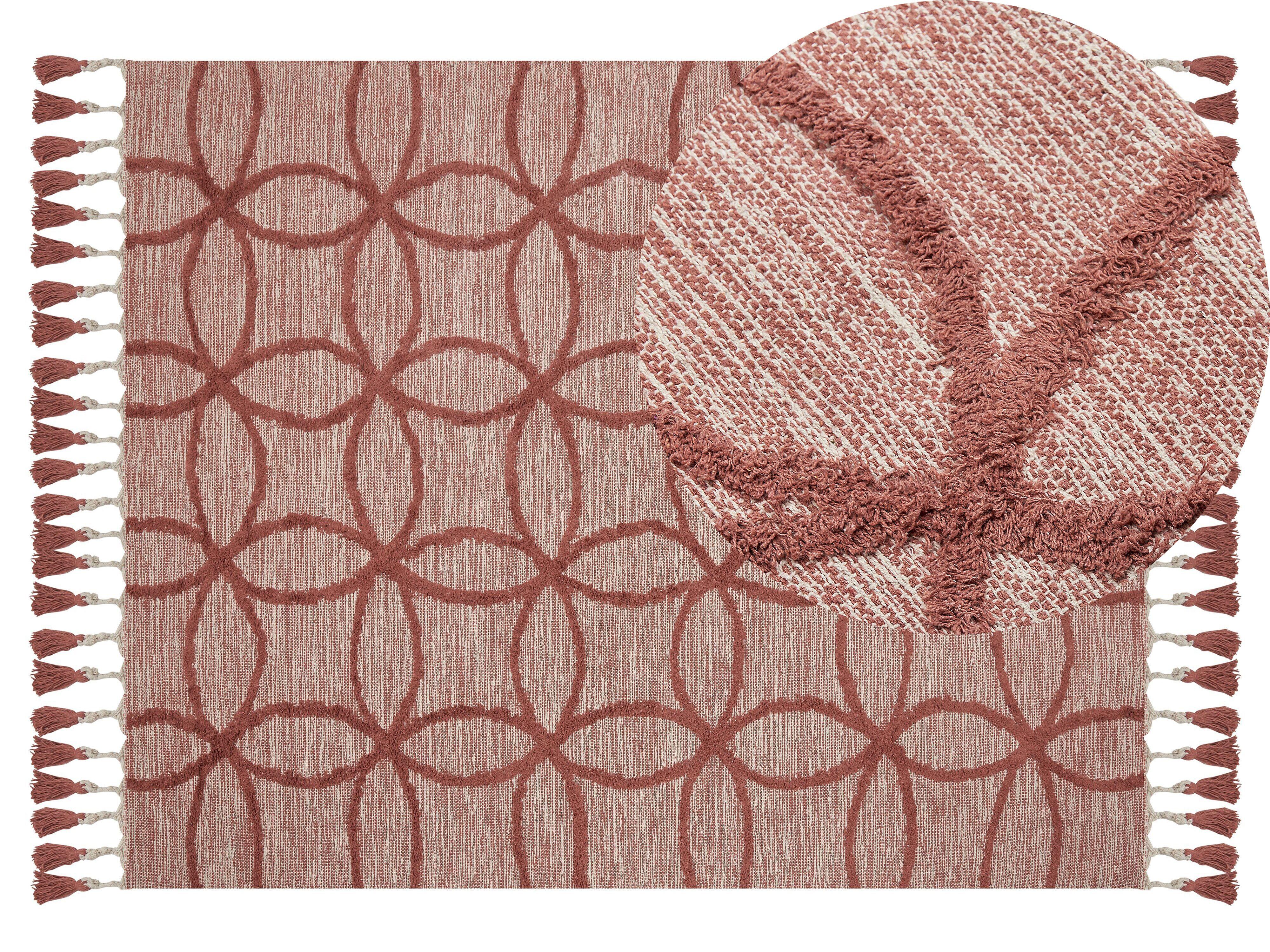 KURZFLOR-TEPPICH Kirsehir 200/140 cm - Rot, Textil (140/200cm) - Beliani