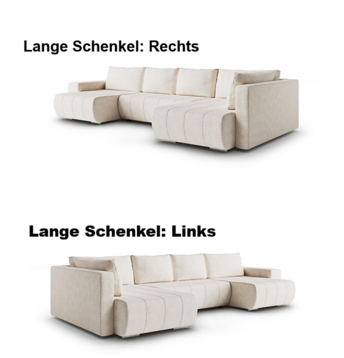 WOHNLANDSCHAFT Armanda - Dunkelgrau, Holzwerkstoff/Textil (185/83/392cm) - Fun Möbel