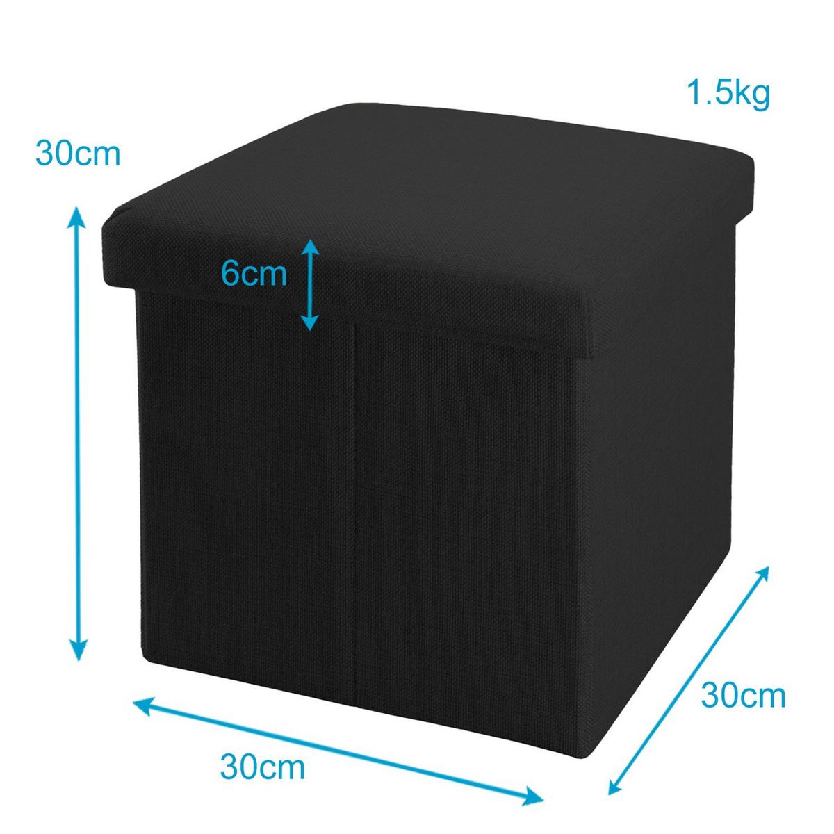 SITZHOCKER Faltbar 30/30/30 cm (Schwarz) - Schwarz, Textil (30/30/30cm) - Intirilife